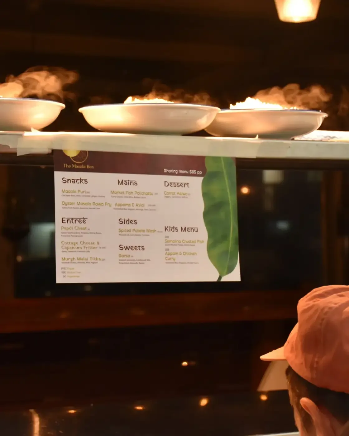 The Masala Box menu at the restaurant pass