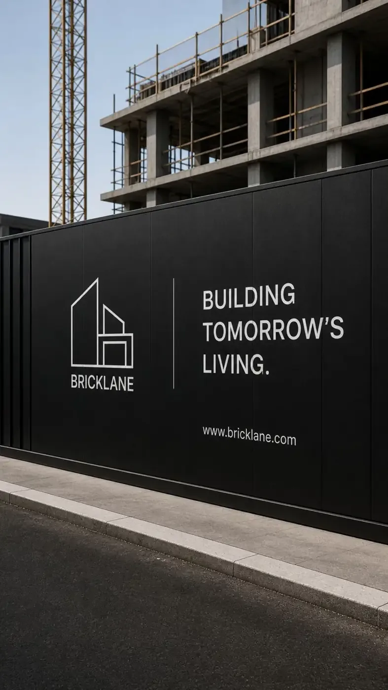 Bricklane construction hoarding reading Building Tomorrow&rsquo;s Living