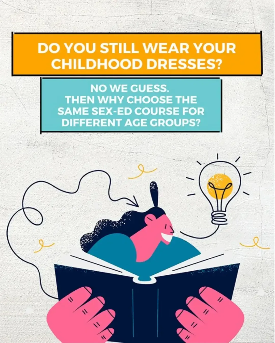 Untaboo Instagram post: Post asking why choose the same sex-ed course for different age groups