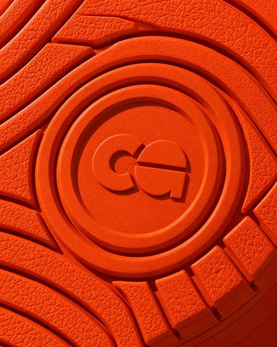 Orange sneaker sole embossed with the CG monogram