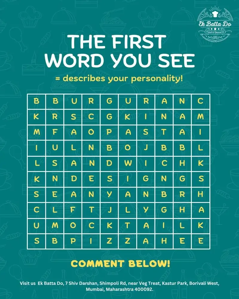 Ek Batta Do Instagram post: The first word you see word-search game post