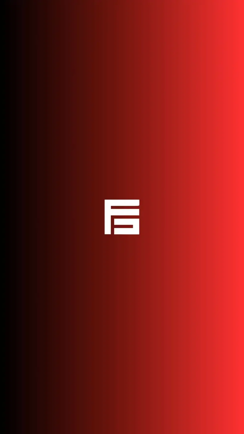 Frame Daily F monogram in white on a black-to-red gradient