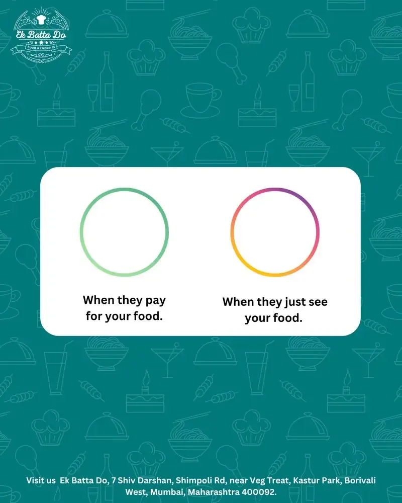 Ek Batta Do Instagram post: When they pay for your food versus when they just see it meme post