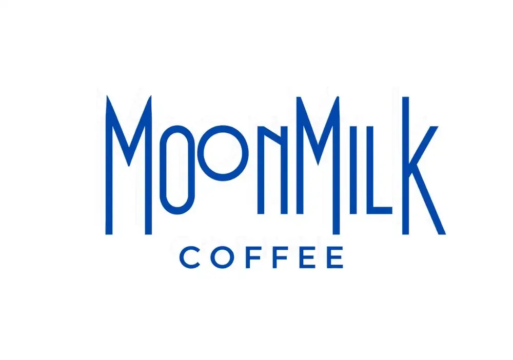 MoonMilk Coffee wordmark, blue on white