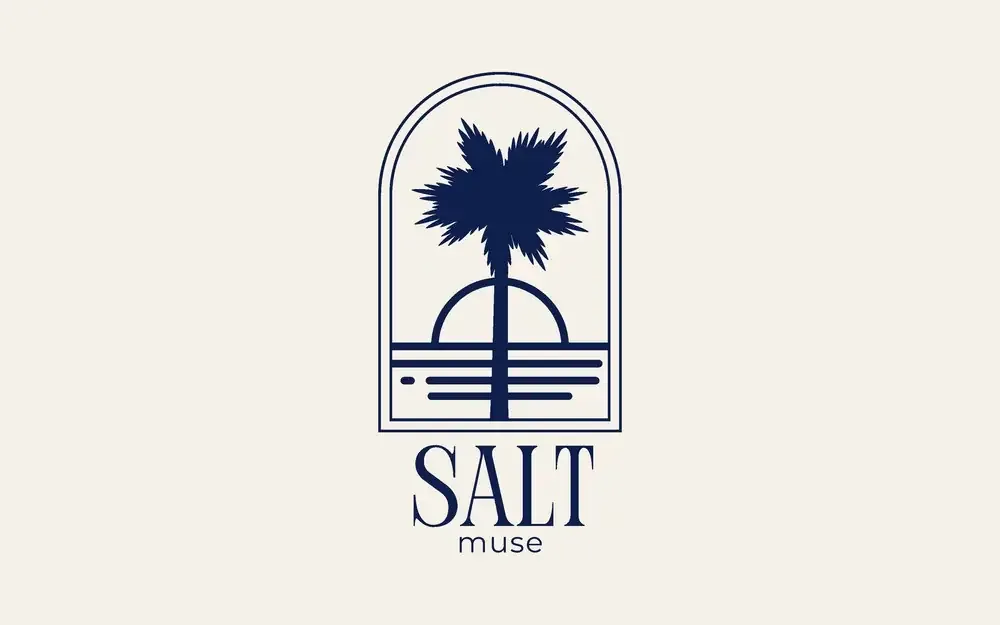 Salt Muse logo in midnight navy on warm white