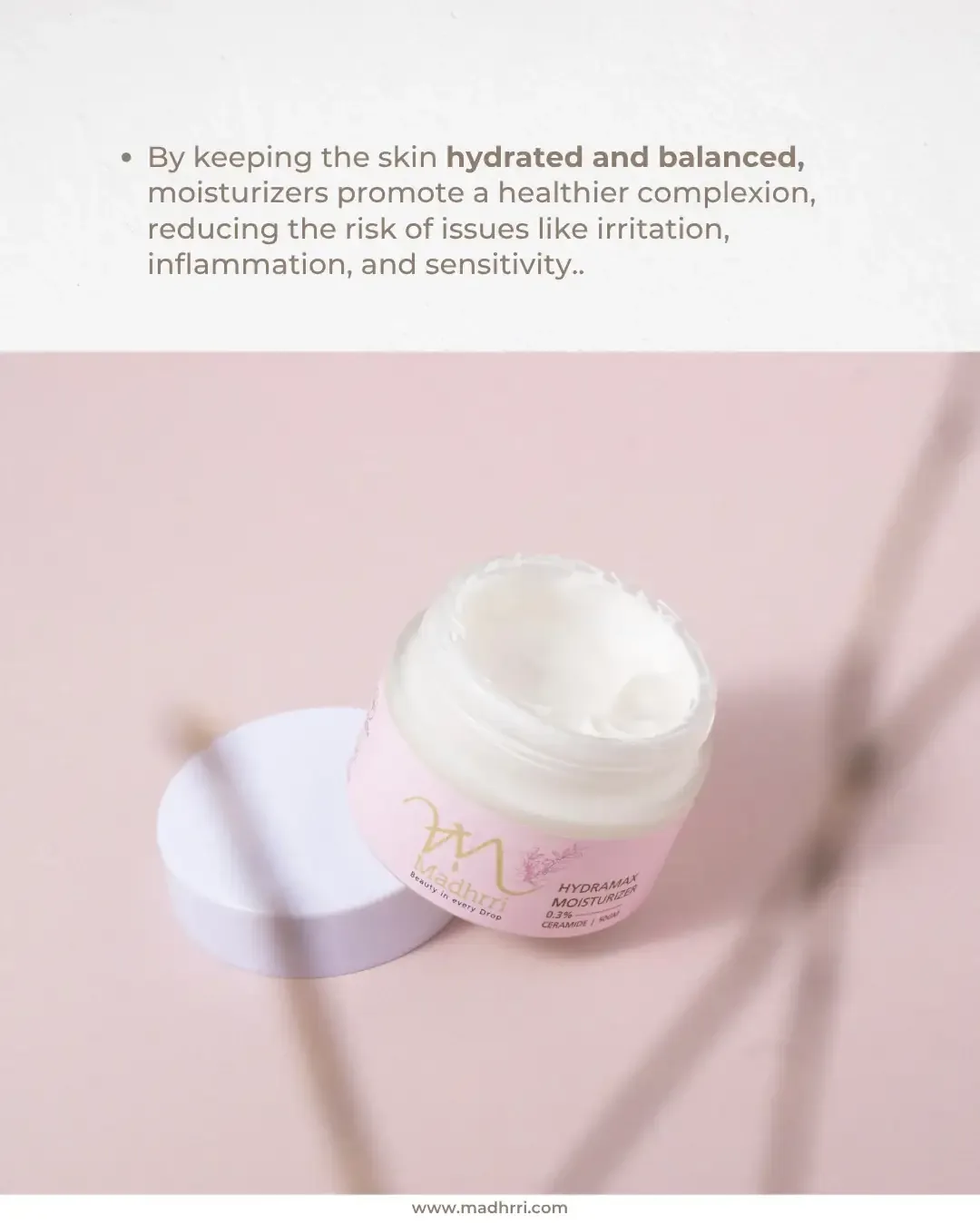 Madhrri Instagram post: Moisturizing carousel slide on a balanced complexion