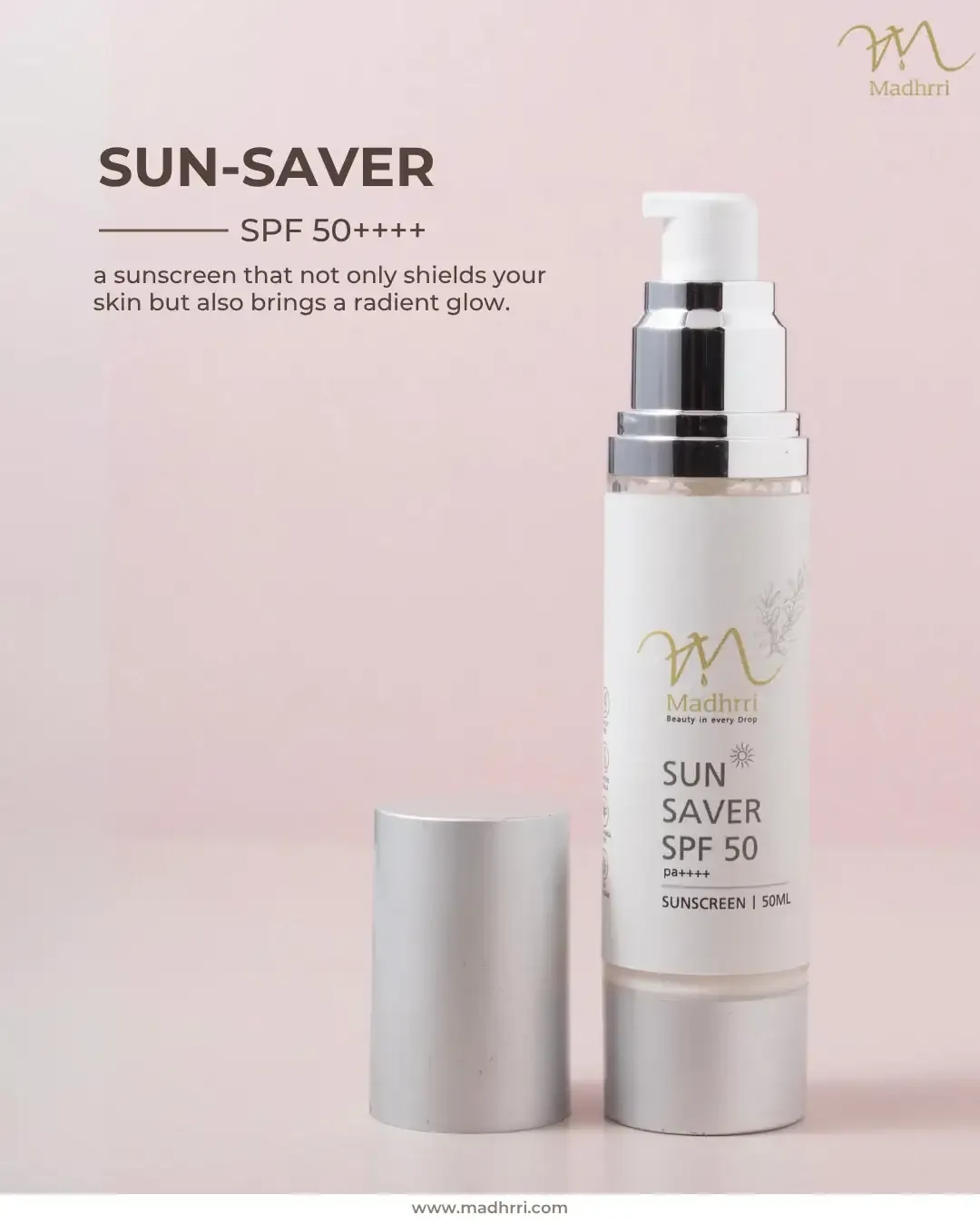 Madhrri Instagram post: Sun-Saver SPF 50 product post