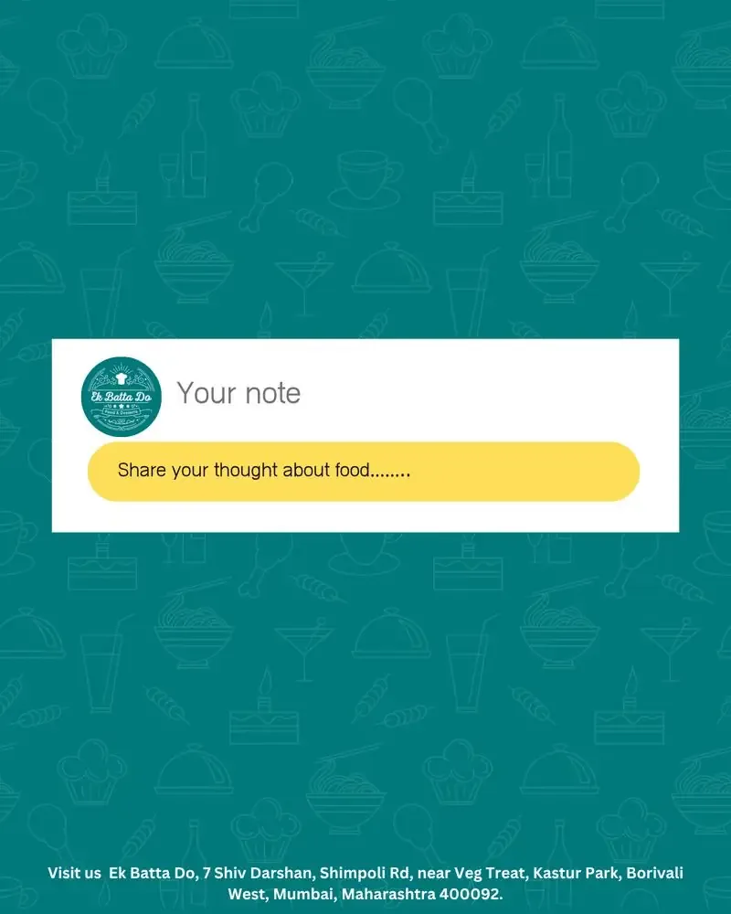 Ek Batta Do Instagram post: Your note post inviting followers to share thoughts about food
