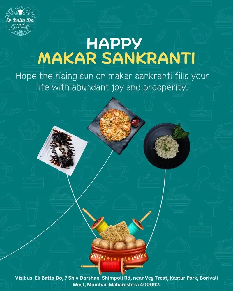 Ek Batta Do Instagram post: Happy Makar Sankranti festive post with dishes as kites